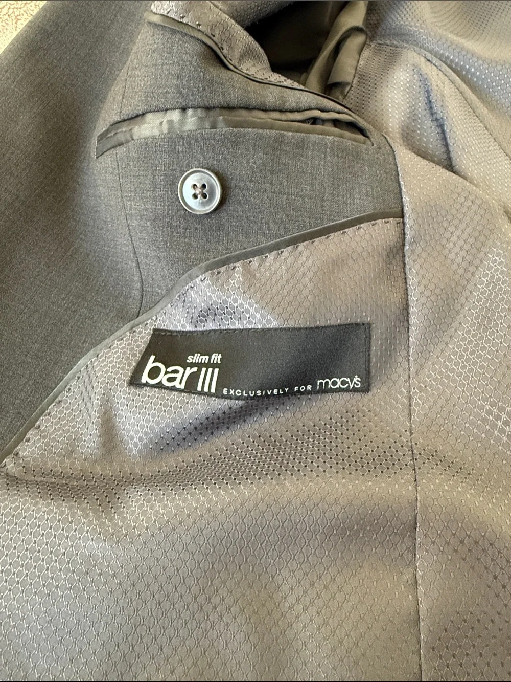 BarIII Dark Gray Men's Two-Button Blazer (38S)
